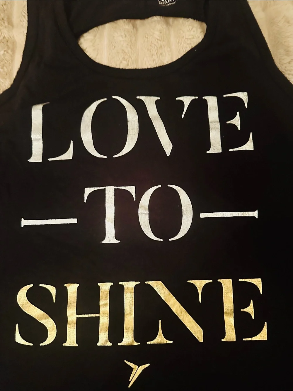 Girls' Black 'Love to Shine' Metallic Print Tank Top